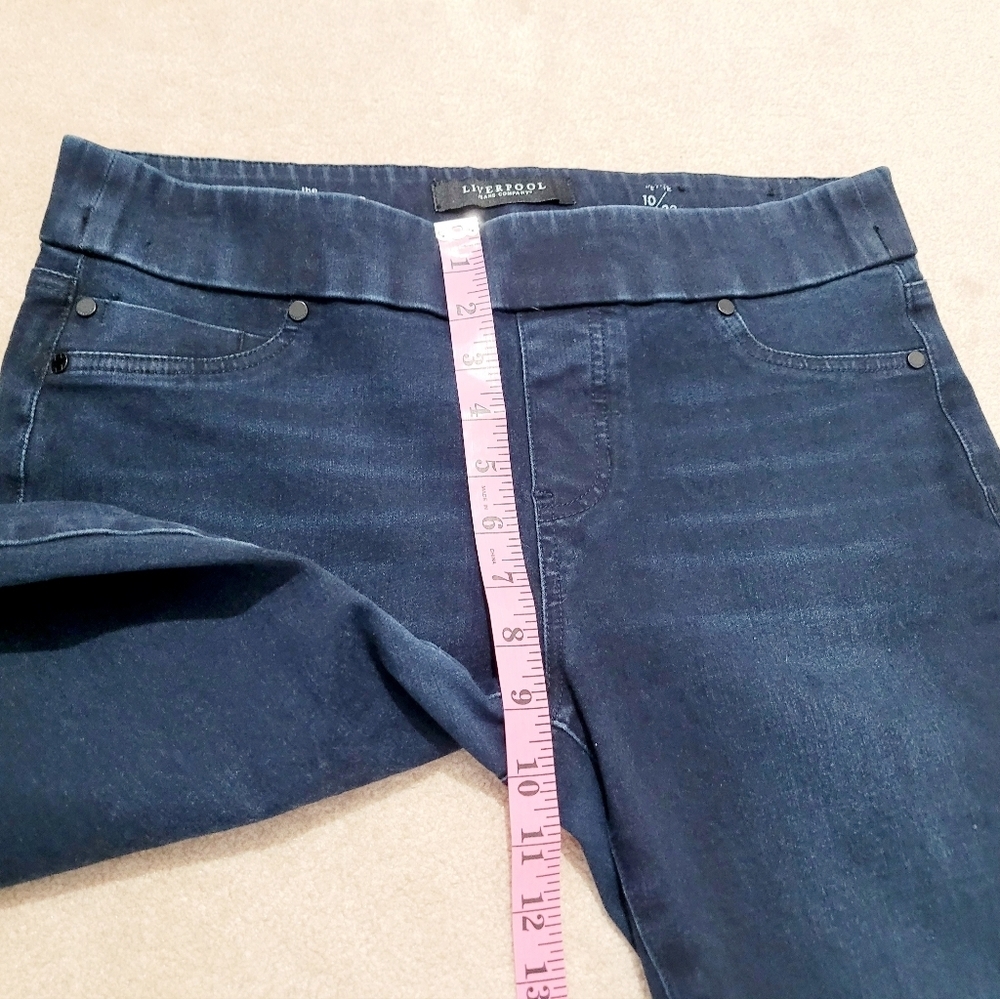 Liverpool Jeans Company Denim Legging Pull On Jeans Womens Size 10P Dark Wash - Picture 8 of 14